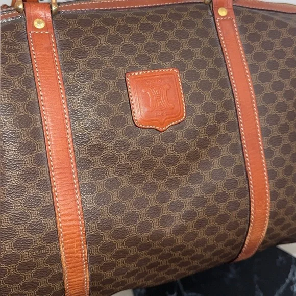 Celine | Brown Macadam Triomphe Canvas Travel Overnight Duffle Bag AUTHENTIC - Picture 15 of 16